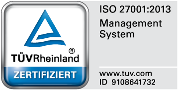 TÜV Zertifikatssiegel ISO 27001-2013